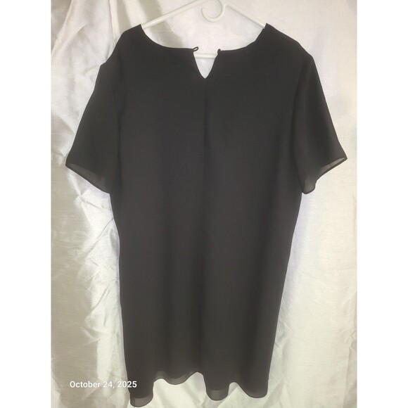Positive Attitude Petite Black Shift Dress Layered S/S Keyhole Women's Sz 20 - Picture 8 of 8